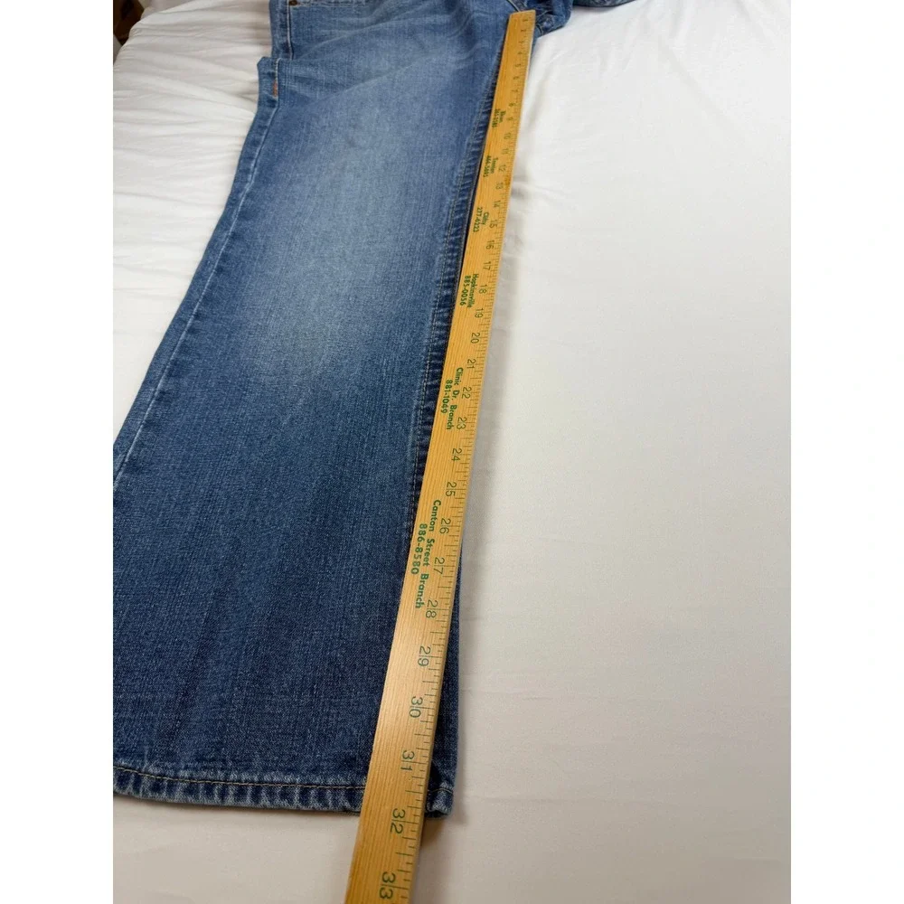 True Religion Billy Bootcut Jeans Mens 36 Blue Made in USA Yellow Stitching